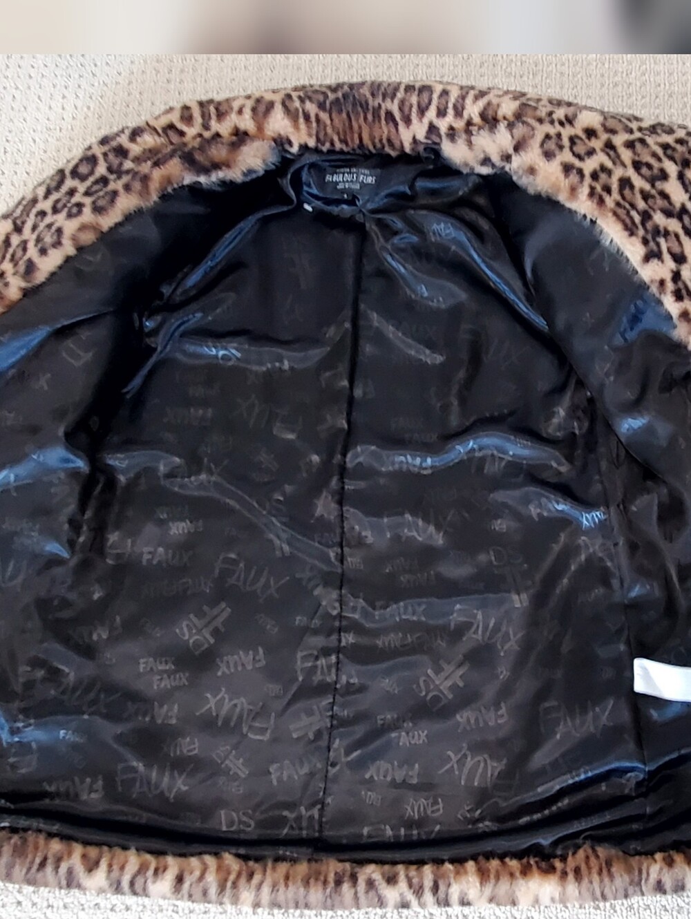 Donna Salyers Fabulous Furs, Leopard Faux Fur Le Mink Jacket Coat Large LIKE NEW - Picture 5 of 14
